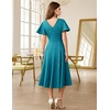 image:imageHomRain Womens Sequin Formal Dresses Wedding Guest Cocktail Party ALine Flare Sleeve GownsTeal Blue