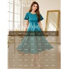 image:imageHomRain Womens Sequin Formal Dresses Wedding Guest Cocktail Party ALine Flare Sleeve GownsTeal Blue