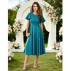 image:imageHomRain Womens Sequin Formal Dresses Wedding Guest Cocktail Party ALine Flare Sleeve GownsTeal Blue
