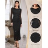 image:imageHomRain Womens Sparkly Mesh Maxi Summer Dress Long Sleeve Bodycon Dresses for Wedding Guest OutfitBlack