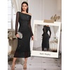 image:imageHomRain Womens Sparkly Mesh Maxi Summer Dress Long Sleeve Bodycon Dresses for Wedding Guest OutfitBlack