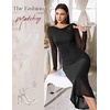 image:imageHomRain Womens Sparkly Mesh Maxi Summer Dress Long Sleeve Bodycon Dresses for Wedding Guest OutfitBlack