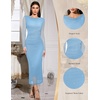 image:imageHomRain Womens Sparkly Mesh Maxi Summer Dress Long Sleeve Bodycon Dresses for Wedding Guest OutfitBlue