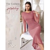 image:imageHomRain Womens Sparkly Mesh Maxi Summer Dress Long Sleeve Bodycon Dresses for Wedding Guest OutfitBlush