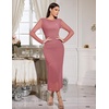 image:imageHomRain Womens Sparkly Mesh Maxi Summer Dress Long Sleeve Bodycon Dresses for Wedding Guest OutfitBlush