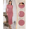 image:imageHomRain Womens Sparkly Mesh Maxi Summer Dress Long Sleeve Bodycon Dresses for Wedding Guest OutfitBlush