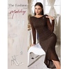 image:imageHomRain Womens Sparkly Mesh Maxi Summer Dress Long Sleeve Bodycon Dresses for Wedding Guest OutfitBrown