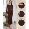 image:imageHomRain Womens Sparkly Mesh Maxi Summer Dress Long Sleeve Bodycon Dresses for Wedding Guest OutfitBrown