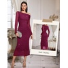 image:imageHomRain Womens Sparkly Mesh Maxi Summer Dress Long Sleeve Bodycon Dresses for Wedding Guest OutfitBurgundy