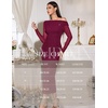 image:imageHomRain Womens Sparkly Mesh Maxi Summer Dress Long Sleeve Bodycon Dresses for Wedding Guest OutfitBurgundy