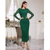 image:imageHomRain Womens Sparkly Mesh Maxi Summer Dress Long Sleeve Bodycon Dresses for Wedding Guest OutfitDark Green
