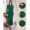 image:imageHomRain Womens Sparkly Mesh Maxi Summer Dress Long Sleeve Bodycon Dresses for Wedding Guest OutfitDark Green