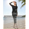 image:imageHomRain Womens Sparkly Mesh Maxi Summer Dress Long Sleeve Bodycon Dresses for Wedding Guest OutfitFloralblack
