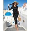 image:imageHomRain Womens Sparkly Mesh Maxi Summer Dress Long Sleeve Bodycon Dresses for Wedding Guest OutfitFloralblack