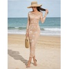 image:imageHomRain Womens Sparkly Mesh Maxi Summer Dress Long Sleeve Bodycon Dresses for Wedding Guest OutfitFloralchampagne