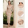image:imageHomRain Womens Sparkly Mesh Maxi Summer Dress Long Sleeve Bodycon Dresses for Wedding Guest OutfitFloralchampagne
