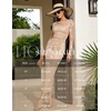 image:imageHomRain Womens Sparkly Mesh Maxi Summer Dress Long Sleeve Bodycon Dresses for Wedding Guest OutfitFloralchampagne