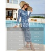image:imageHomRain Womens Sparkly Mesh Maxi Summer Dress Long Sleeve Bodycon Dresses for Wedding Guest OutfitFloralgreyblue