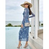 image:imageHomRain Womens Sparkly Mesh Maxi Summer Dress Long Sleeve Bodycon Dresses for Wedding Guest OutfitFloralgreyblue