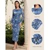 image:imageHomRain Womens Sparkly Mesh Maxi Summer Dress Long Sleeve Bodycon Dresses for Wedding Guest OutfitFloralgreyblue