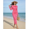 image:imageHomRain Womens Sparkly Mesh Maxi Summer Dress Long Sleeve Bodycon Dresses for Wedding Guest OutfitFloralrose