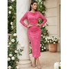 image:imageHomRain Womens Sparkly Mesh Maxi Summer Dress Long Sleeve Bodycon Dresses for Wedding Guest OutfitFloralrose