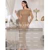 image:imageHomRain Womens Sparkly Mesh Maxi Summer Dress Long Sleeve Bodycon Dresses for Wedding Guest OutfitKhaki