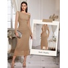 image:imageHomRain Womens Sparkly Mesh Maxi Summer Dress Long Sleeve Bodycon Dresses for Wedding Guest OutfitKhaki