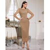 image:imageHomRain Womens Sparkly Mesh Maxi Summer Dress Long Sleeve Bodycon Dresses for Wedding Guest OutfitKhaki
