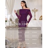 image:imageHomRain Womens Sparkly Mesh Maxi Summer Dress Long Sleeve Bodycon Dresses for Wedding Guest OutfitPurple