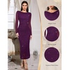 image:imageHomRain Womens Sparkly Mesh Maxi Summer Dress Long Sleeve Bodycon Dresses for Wedding Guest OutfitPurple