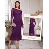 image:imageHomRain Womens Sparkly Mesh Maxi Summer Dress Long Sleeve Bodycon Dresses for Wedding Guest OutfitPurple