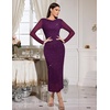 image:imageHomRain Womens Sparkly Mesh Maxi Summer Dress Long Sleeve Bodycon Dresses for Wedding Guest OutfitPurple