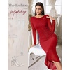 image:imageHomRain Womens Sparkly Mesh Maxi Summer Dress Long Sleeve Bodycon Dresses for Wedding Guest OutfitRed