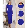 image:imageHomRain Womens Sparkly Mesh Maxi Summer Dress Long Sleeve Bodycon Dresses for Wedding Guest OutfitRoyalblue