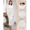 image:imageHomRain Womens Sparkly Mesh Maxi Summer Dress Long Sleeve Bodycon Dresses for Wedding Guest OutfitWhite