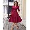 image:imageHomRain Womens Wedding Guest Dresses Elegant ALine Cocktail Formal Graduation Tea Party Modest Church Dress109burgundy