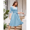 image:imageHomRain Womens Wedding Guest Dresses Elegant ALine Cocktail Formal Graduation Tea Party Modest Church DressBlue