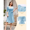 image:imageHomRain Womens Wedding Guest Dresses Elegant ALine Cocktail Formal Graduation Tea Party Modest Church DressBlue