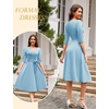 image:imageHomRain Womens Wedding Guest Dresses Elegant ALine Cocktail Formal Graduation Tea Party Modest Church DressBlue