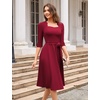 image:imageHomRain Womens Wedding Guest Dresses Elegant ALine Cocktail Formal Graduation Tea Party Modest Church DressBurgundy