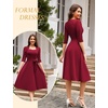 image:imageHomRain Womens Wedding Guest Dresses Elegant ALine Cocktail Formal Graduation Tea Party Modest Church DressBurgundy