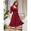 image:imageHomRain Womens Wedding Guest Dresses Elegant ALine Cocktail Formal Graduation Tea Party Modest Church DressBurgundy