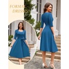 image:imageHomRain Womens Wedding Guest Dresses Elegant ALine Cocktail Formal Graduation Tea Party Modest Church DressGreyblue
