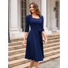 image:imageHomRain Womens Wedding Guest Dresses Elegant ALine Cocktail Formal Graduation Tea Party Modest Church DressNavy