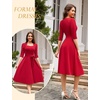 image:imageHomRain Womens Wedding Guest Dresses Elegant ALine Cocktail Formal Graduation Tea Party Modest Church DressRed