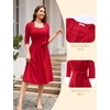 image:imageHomRain Womens Wedding Guest Dresses Elegant ALine Cocktail Formal Graduation Tea Party Modest Church DressRed