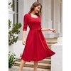 image:imageHomRain Womens Wedding Guest Dresses Elegant ALine Cocktail Formal Graduation Tea Party Modest Church DressRed