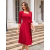 image:imageHomRain Womens Wedding Guest Dresses Elegant ALine Cocktail Formal Graduation Tea Party Modest Church DressRed