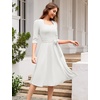 image:imageHomRain Womens Wedding Guest Dresses Elegant ALine Cocktail Formal Graduation Tea Party Modest Church DressWhite